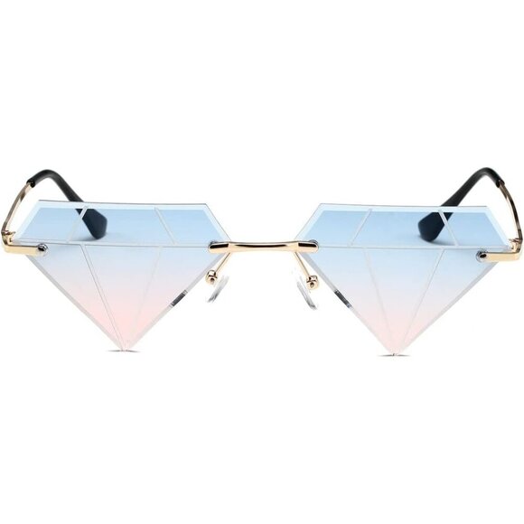 Triangle Diamond Sunglasses Women Men Vintage Rimless Retro Rave Party main image 5